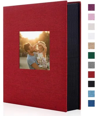 Productafbeelding van Fotoalbum, inzetalbum, geschikt voor 300 foto's van 10x15 cm, linnen, rood, afmetingen 33x21,6 cm