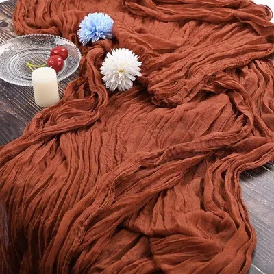 Produktbild von Zwei Terrakotta Tischläufer, 90 x 300 cm, rustikale Stoffe, bohemische Tischläufer, rustikale Tischläufer, Hochzeits-Tischdekoration, Tischläufer für Hochzeit, Tischläufer für Hochzeitstisch, Hochzeitstischläufer