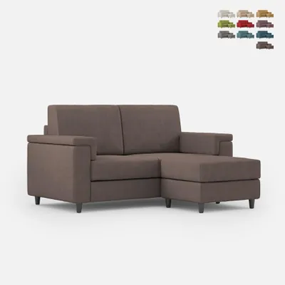 Produktbild von Modernes 2-Sitzer Sofa mit Pouf aus Stoff Marrak 120P - Braun