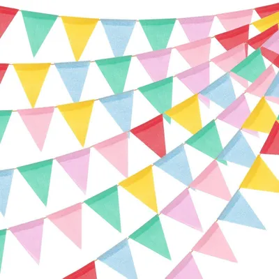 Produktbild von Wimpelkette Outdoor Pastell 20 m Wetterfest Girlande für Garten 5 Stück