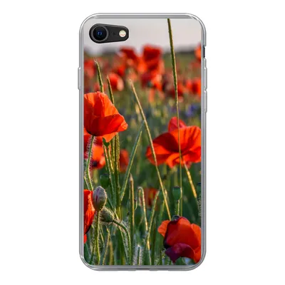 Produktbild von MuchoWow® Handyhülle Schutzhülle Hülle für iPhone 8 Blumen - Mohnblumen - Natur - Rot Silikon Softcase Handy Hülle - Schutzhaube