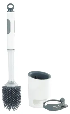 Image de Kit de toilettes 2 en 1 avec distributeur de produit nettoyant, rechargeable, et comprenant une brosse en silicone