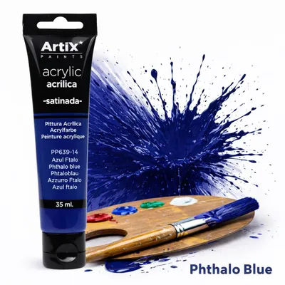 Produktbild von Artix Acrylfarbe 35 ml Phthaloblau – hohe Deckkraft, schnell trocknend, Leinwand, Holz, DIY