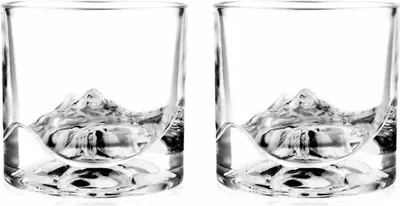 Produktbild von LIITON Denali Exclusive Whisky Glasses Set of 2 Crystal Glass, Tumbler Glasses, Gifts for Men for Cocktails, Gin, Bourbon, Rum, Drinking Glasses Gift Set