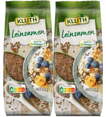 Image de Kluth Graines de lin brunes Riche en Oméga 3 Qualité supérieure 500g Pack de 2