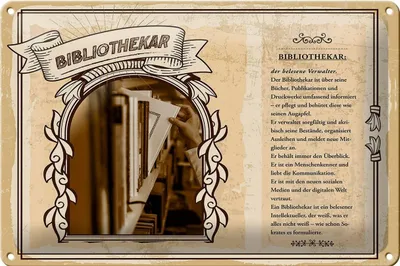 Produktbild von Blechschild Berufe 30x20cm Bibliothekar Verwalter Bücher