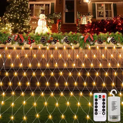 LED-Lichtnetz 3x2 m, 200 warmweiße LEDs, batteriebetrieben, IP44