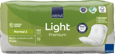 Produktbild von Abena Einlage Light Normal 2 Premium mit Fixierstreifen Maße: 26x11 cm, einmaliger Gebrauch, Inhalt 12 Stück  Größe