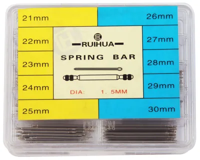 Produktbild von Steinmeister  Uhrmacherbedarf  Federstege Sortiment in 10 verschiedenen Größen, 21 mm - 30 mm, Ø 1,5 mm