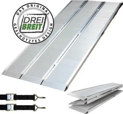 Produktbild von DREIBREIT by TRUTZHOLM Auffahrrampe 2-fach klappbar 175 cm 1650 kg Alu geriffelt Verladerampe massiv