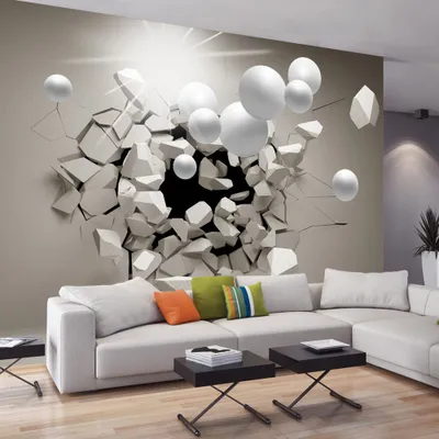 Produktbild von Fototapete selbstklebend 3d Effekt 392x280 cm Tapete Wandtapete Wandbilder Klebefolie Dekofolie Tapetenfolie Wand Dekoration Wohnzimmer - Kugeln a-C-0002-a-b