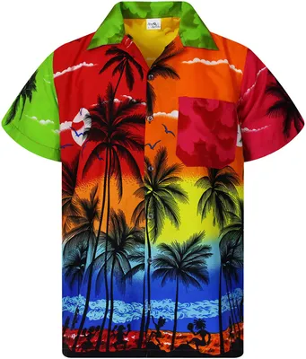 Produktbild von King Kameha Hawaiihemd "Beach" in Mondy Herren Hawaii-Hemd Kurzarm Front-Tasche Stylish