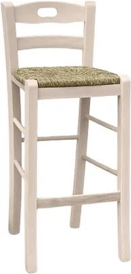 Produktbild von Famanu Sitzhocker aus massivem Holz - 66 cm hoch mit Strohsitzfläche