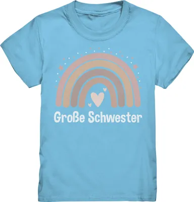 Produktbild von Große Schwester T-Shirt Regenbogen Große Schwester Geschenk – Sky Blue / 134/146 (9-11)