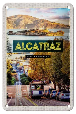 Produktbild von Blechschild Reise 12x18cm San Francisco Alcatraz Straßenbahn Schild