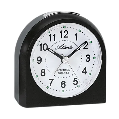 Produktbild von Atlanta 1673/7 Wecker Quarz analog schwarz leise ohne Ticken mit Licht Snooze