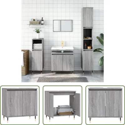 Produktbild von The Living Store Badschrank Grau Sonoma 58x33x60 cm Holzwerkstoff