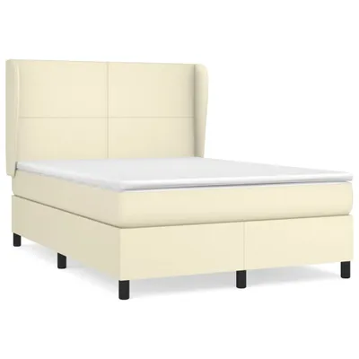 Zdjęcie produktu dla vidaXL Łóżko sprężynowe z materacem kremowe 140x190 cm imitacja skóry