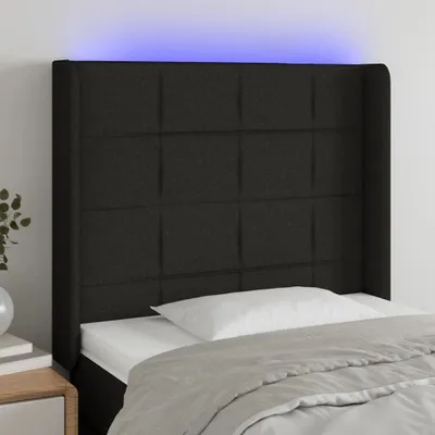 Produktbild von vidaXL LED Kopfteil Schwarz 103x16x118/128 cm Stoff - LED Kopfteil - LED Kopfteile - Kopfteil - Bett-Kopfteil