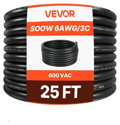 Zdjęcie produktu dla Vevor 7 62 M 6Awg 16 Mm2 Kabel Elektryczny Przewód Zasilający Premium 600V