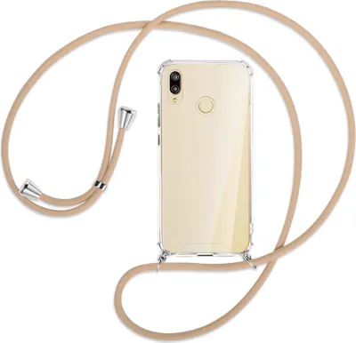 Produktbild von Handykette Backcover-Schutzhülle mit Band (Metall silberfarben) für Huawei P20 lite - beige