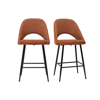 Produktbild von Miliboo - Barhocker rostbrauner Stoff mit Samteffekt H65cm (2er-Set) COSETTE