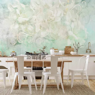Produktbild von Vlies Fototapete - Blossoming among pastels - abstract with floral motif and patterns 300x210 cm Blumen b-B-10060-a-a