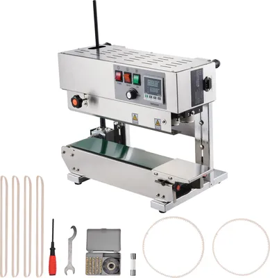Zdjęcie produktu dla SucceBuy Zgrzewarka do worków bezkońcowa, szerokość zgrzewania 0,24-0,47 cala, pionowa cyfrowa regulacja temperatury, zgrzewarka ze stali nierdzewnej do worków foliowych, 0,02-0,8 mm