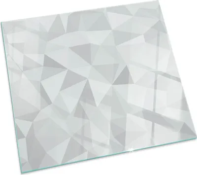 Produktbild von Abstraktes geometrisches Muster – Glasbodenplatte für – Kaminofen – Kaminplatte Glas – Schutzglas – Funkenschutzplatte –Glasbodenplatte Feuerfeste – Hitzeschutzplatte – Bodenschutz aus Glas – 60x60 cm