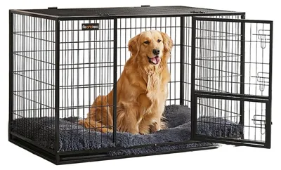 Produktbild von Hundekäfig - Hundebox - Hundezwinger - Hundegehege - Hundehütte - Schwarzer Stahlrahmen