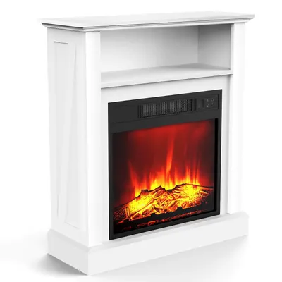Produktbild von Elektrokamin Standkamin mit zusätzlichem Fach 3D-Flammeneffekt, Heizung 2000W, Fernbedienung, Timer & Thermostat 68 L x 76.5H x 25T cm