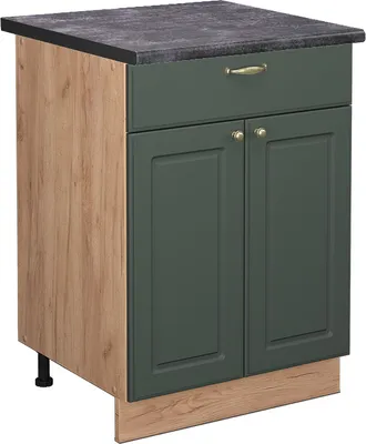 Immagine prodotto di Mobiletto base per cucina Vicco Fame-Line Verde-oro rustico 60 cm con cassetto, PL Antracite, Model 45412