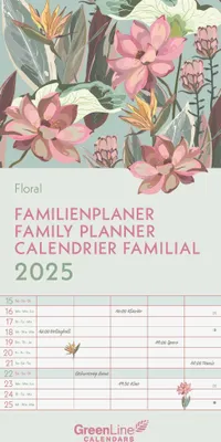 Produktbild von GreenLine Floral 2025 Familienplaner - Familien-Kalender - Kinder-Kalender - 22x45