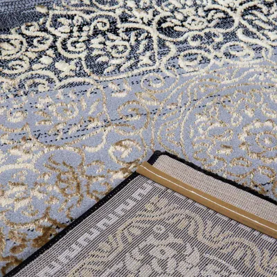Produktbild von Koberec s krátkym vlasom Moderný orientálny koberec Elegantný orientálny lesk Sivá Zlatá Čierna, do obývačky, spálne, Rozmery:120x170 cm