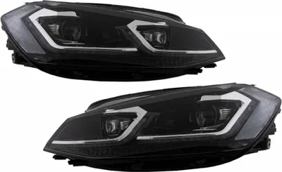 Productafbeelding van LED-koplampen voor VW Golf 7.5 VII (facelift) vanaf 2017, met sequentiële dynamische lichtsignalen.