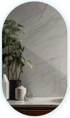 Obrázok produktu pre Oválne zrkadlo LED - dekorácia do kúpeľne a spálne - Oválne zrkadlo v boho štýle - LED - studená farba (6500K) - 52 cm x 90 cm