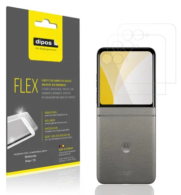 Produktbild von 2x Schutzfolie für Motorola Razr 70 Aussenseite Folie, 100% Displayabdeckung, dipos Flex