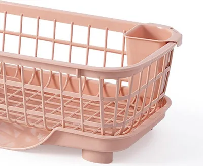 Image de Egouttoir à vaisselle égouttage rapide base détachable égouttoir en plastique solide égouttoir à vaisselle fourchette baguettes rose