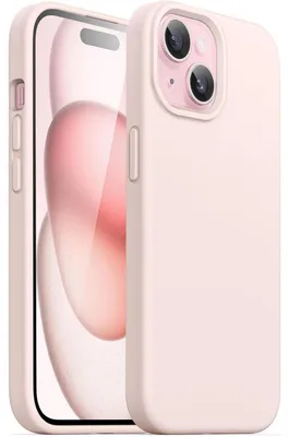 Image de Coque en silicone pour iPhone 15 (6,1 pouces), protection intégrale, couleur rose clair