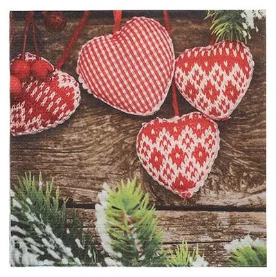 Zdjęcie produktu dla 300 serwetek Papstar, 3-warstwowe, 1/4 fałdy 33 cm x 33 cm Mes Coeurs 89511