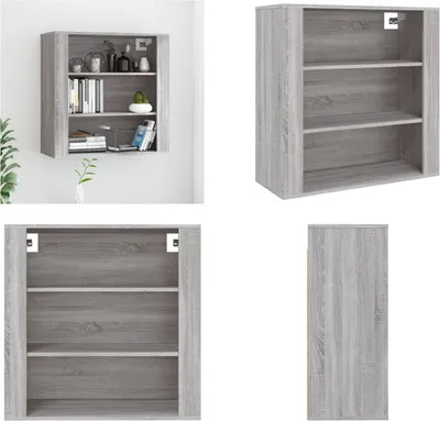 Obrázek produktu pro vidaXL Nástěnná skříňka Grey Sonoma 80x33x80 cm Materiál na bázi dřeva - Nástěnná skříňka - Nástěnná skříňka - Plovoucí skříňka