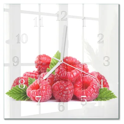 Produktbild von Tulup Glasuhr Wanduhr Küchenuhr Echt-Glas 30x30 cm Modern Dekorativ Geräuschlos Weiße Zeiger - Himbeeren