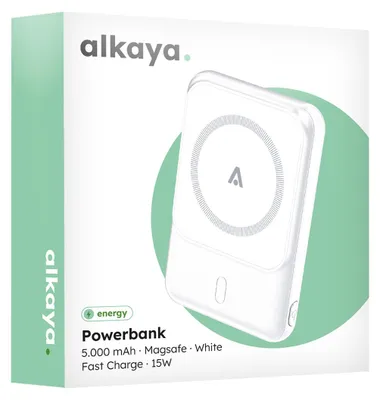 Productafbeelding van alkaya Thor MagSafe powerbank, 5.000 mAh, slank, wit