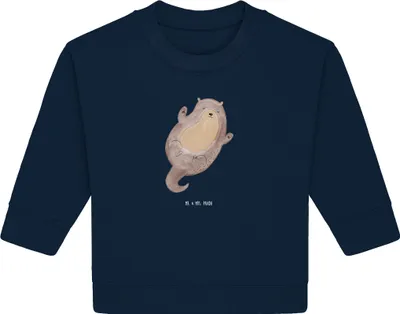 Produktbild von Mr. & Mrs. Panda Organic Baby Pullover Otter Umarmen 12. - 18. Monat - French Navy - Geschenk, Bullover, Optimistisch, Seeotter See, glücklich, gut Gelaunt, Hallo