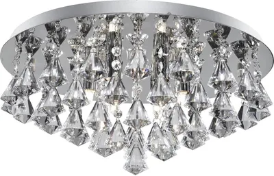 Produktbild von Klassische Hanna Stahl Chrom Glas Deckenleuchte 8 Lichter G9 D55Cm