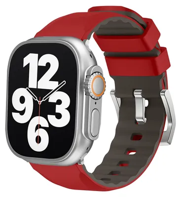 Image de Bracelet de sport en silicone bicolore pour Apple Watch SE 2023 40 mm - Bracelet de remplacement rouge