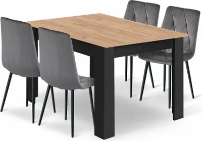 Immagine prodotto di Set composto da tavolo NP 120x80 Craft nero + 4 sedie LIBRA grigie