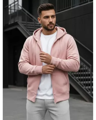 Productafbeelding van Dstreet Heren fleecejas met rits, kleur: roze, maat: M