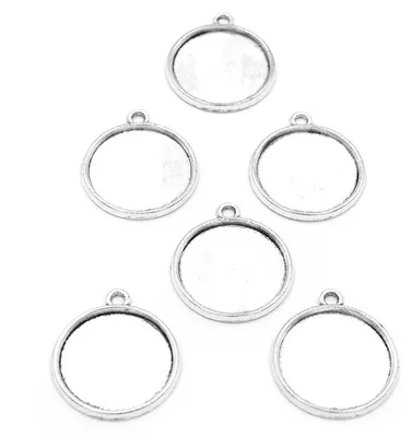 Produktbild von Vintageparts Fassungen antik Silber 18 mm Cabochons, 6 Stück