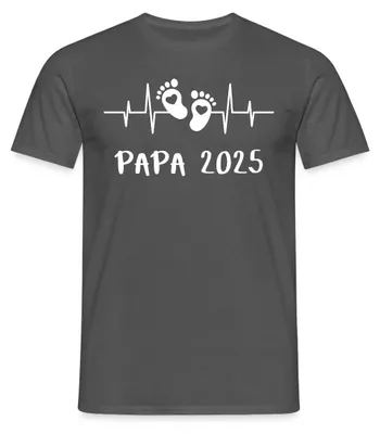 Produktbild von Spreadshirt Herzschlag Papa 2025 Vater Geschenk Vatertag Männer T-Shirt, XXL, Anthrazit